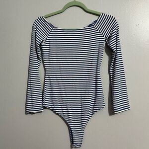 ASOS Blue and White striped long sleeve bodysuit size S